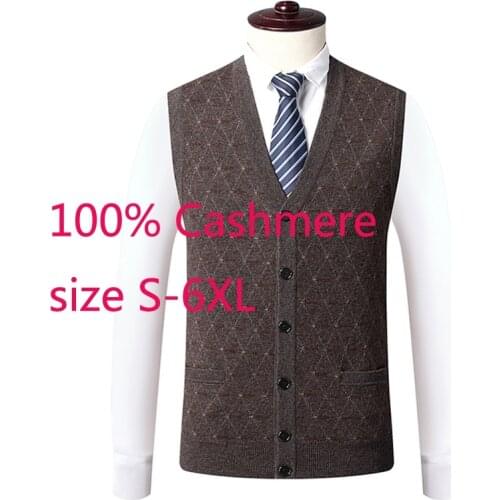 New Autumn Winter Cardigan Men Sweater Single Breasted Casual V-neck Computer Knitted Vest, Sleeveless Thick Plus Size S-5XL 6XL