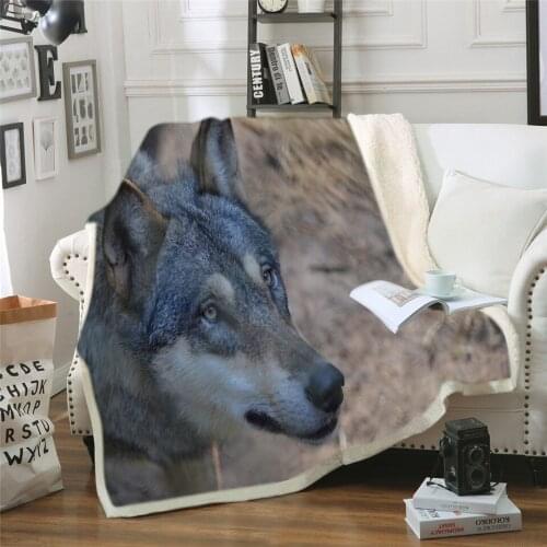 Personalized 3D Cartoon Wolf Digital Printing Warm Blanket Adult Children Cotton Velvet Thick Blanket for Beds Winter Warm