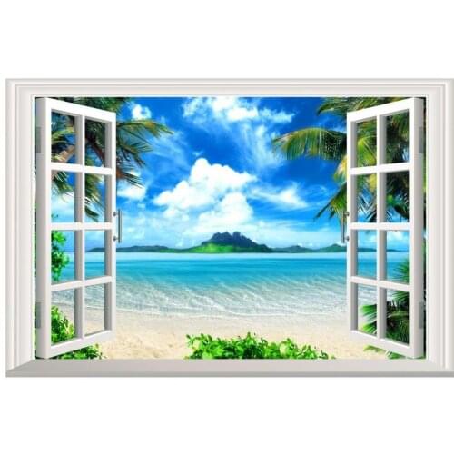 Custom photo wallpaper 3d murals wallpaper for walls 3 d Window seaside tree view TV sofa background wall papers home decoration