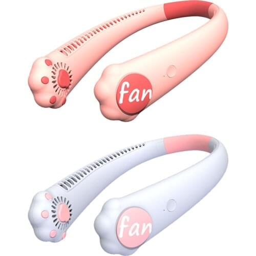 Portable Wearable Hanging Neck Fan Cat Claw USB Rechargeable Home Sports Mini Silent Cat Paw Fan Bladeless Air Cooler