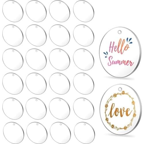 50Pcs Clear Keychains for Vinyl,Acrylic Transparent Circle Discs Acrylic Blanks Keychain Bulk for DIY Keychain,Crafting
