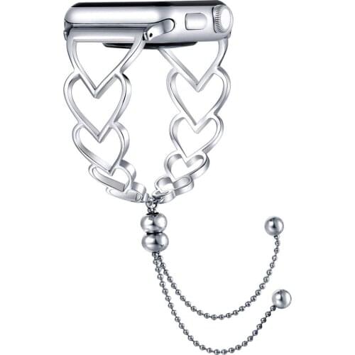 Apple Watch SE 6 5 4 Watch Band Heart Shaped Metal Watch Band 44mm 40mm iwatch 3 38mm 42mm Stainless Steel Watch Band Accessorie