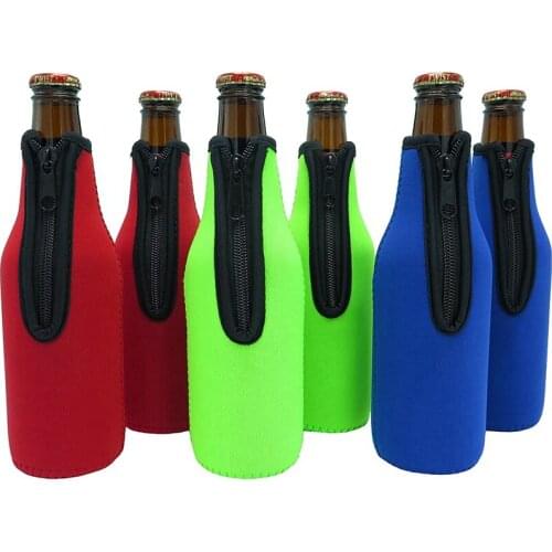 Beer Bottle Sleeves,Beer Bottle Cooler Sleeves Keep Drink Cold Zip-Up Extra Thick Neoprene Insulated Sleeve Cover