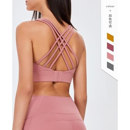 Training Yoga Bra Cross Back Sports Underwear Womens Buckle Fitness Push-up Gym Workout Crop Top Fit High Impact Running Vest