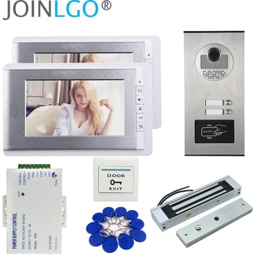 7" LCD Video Door Phone Intercom System + RFID Access Outdoor Camera Electric Magnetic Lock For 2 / 3 /4 / 6 / 8 / 10 Apartment