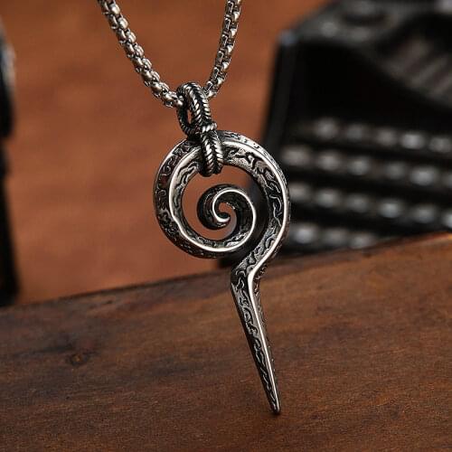 Vintage Maya Totem Snake Scepter Pendant Necklace Men Chain Punk Rock Nightclub Stainless Steel Animal Snake Necklace Jewelry