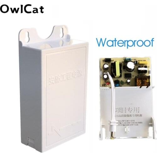 OwlCat Waterproof Outdoor AC-DC Adapter AC 100-240V to DC 12V 2.5A Power Supply Adapter For Surveillance Security CCTV Camera