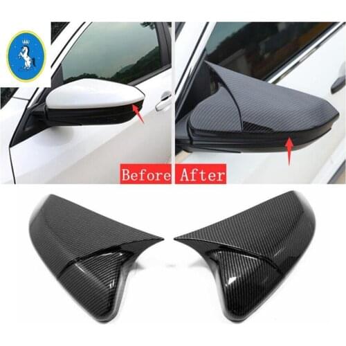Yimaautotrims Auto Accessory Rearview Mirror Protection Cap Cover Trim Fit For Honda Civic 2016 - 2019 Black Carbon Fiber ABS