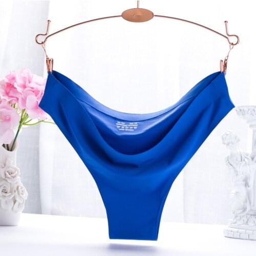 Ice silk thong seamless sexy breathable sexy pure color low-rise panties women underwear briefs string tanga lingerie lady