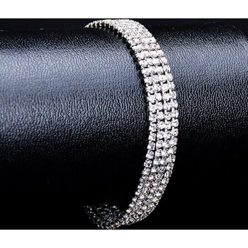 Charm Wedding Bracelet For Women Austrian Crystal Bracelets & Bangles With Rhinestone Fashion Silver Color Bridal Jewelry