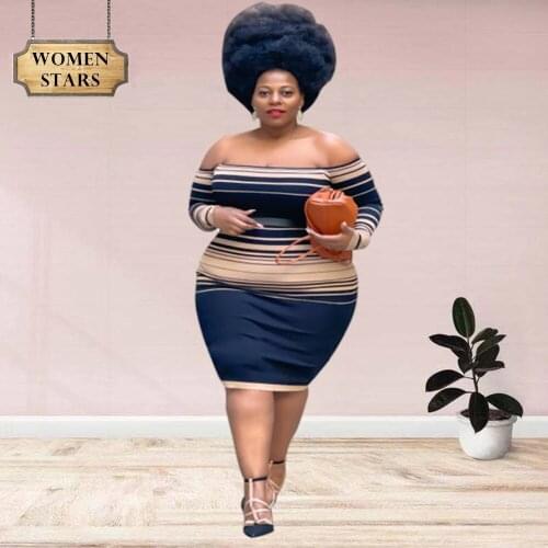 Plus Size Dresses for Women Fall Clothing Off Shoulder Long Sleeve Office Lady Elegant Maxi Dresses 2021 Wholesale DropShipping