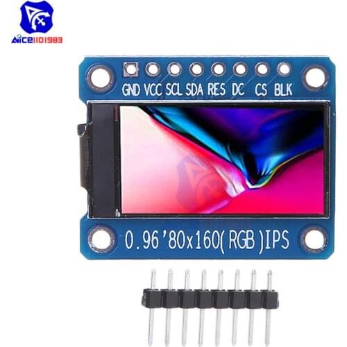 0.96 Inch 7Pin Full Color 80*160 TFT LCD IPS Screen Display Module SPI Interface ST7735 IC Driver for Arduino C51 STM32 3.3V