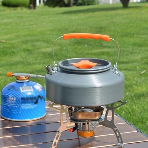 1.1L Outdoor Portable Coffee Pot Camping Teapot Kettle Mountaineering Camping Picnic Aluminum Pot Hanging Pot