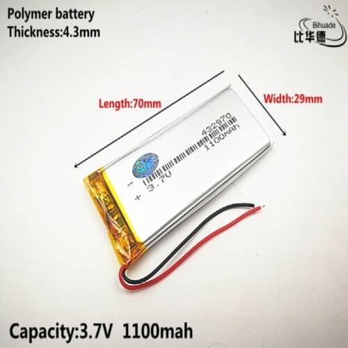 1pcs/lot 422773 1100mah 432970 453070 3.7V 1100mah Lithium polymer Battery For MP3 MP4