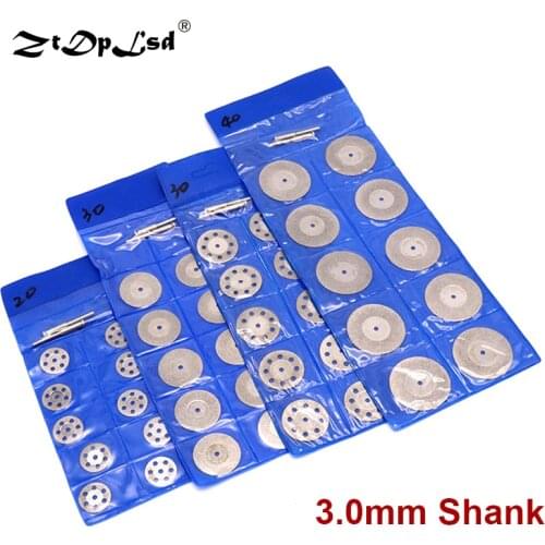 10Pcs Diamond Grinding Wheel Mini Circular Saw Cutting Disc +2Pcs 3.0mm Shank Connecting rod Diamond Abrasive Disc Dremel Tool