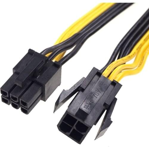 2 Pcs CPU 4 Pin Female to GPU 6 P Male Adapter Cable 18 AWG Wire Gauge 20CM ATX PSU Montherboard PCIe PCI Express Power Supply