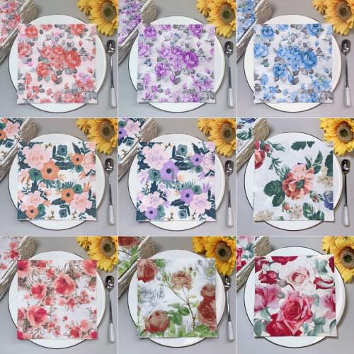 20Pcs/Pack Flower Birds Table Decoupage Paper Napkins Green Plants Napkin Paper Tissue for Wedding Party Supplies Wholesale