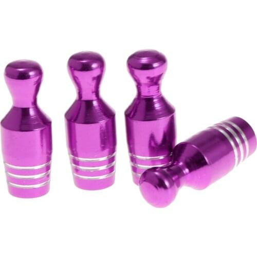 4PCS Purple Wheel Tyre Tire Valve Stems Air Dust Cover Caps for Car Truck Bike