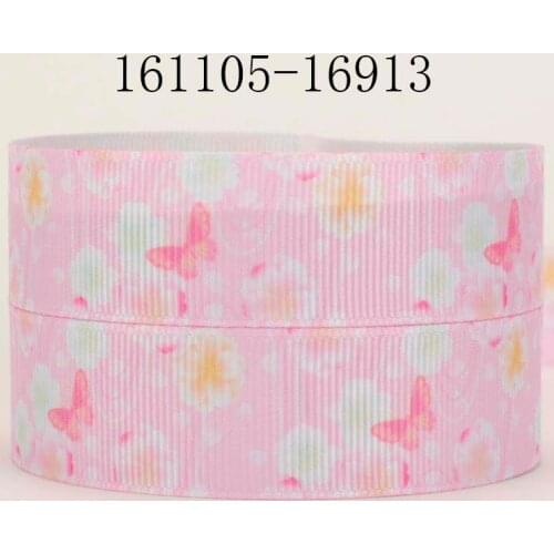 50yards/lot New cartoon Fashion pink flower cartoon Printed Grosgrain Ribbons for girl DIY hairbow