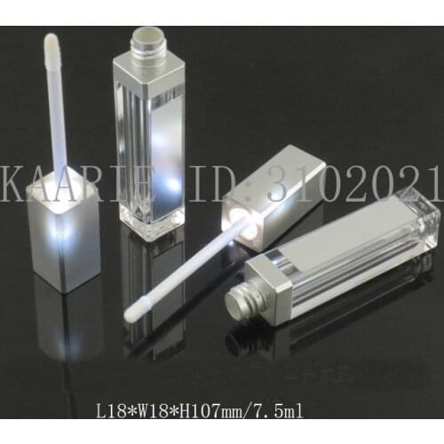 7.5ML 20pcs Silver Empty Acrylic Lip Gloss Tube,DIY High-end Cosmetic Lipstick Storage Container, Refillable Beauty Makeup Tool