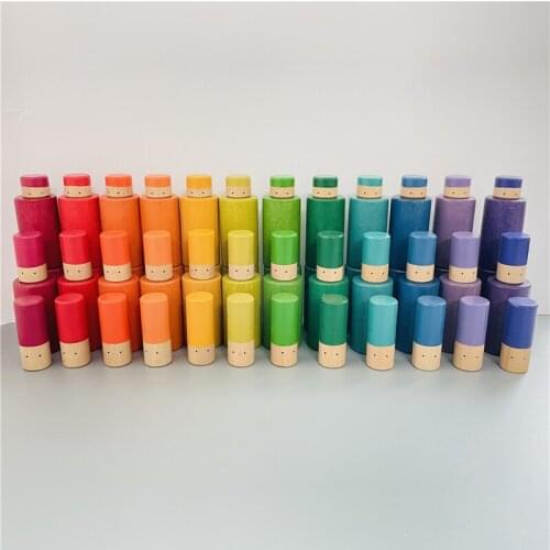 72pcs Rainbow Set Blocks Nordic Wood Toys Kids Creative Wooden Jenga Loose Parts Blocks Baby Montessori Educational Sensory Toys