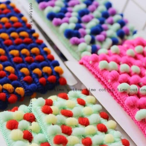 8yards Ball pompom Mini Ball Trim 3Colors mixed 0.5cm ball diameter 1.2cm wide tassel trim pom pom Ribbon sewing accesory