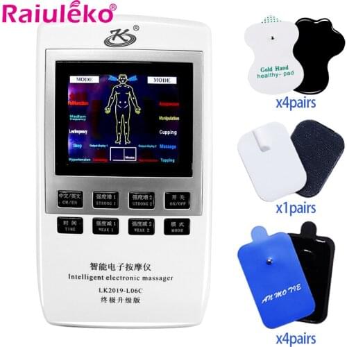 10 Modes Tens Acupuncture Electric Therapy Massager EMS Muscle Stimulator Pain Relief Body Massage with Moxibustion Belt 18 Pads