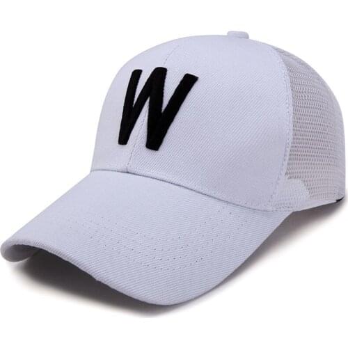 8 Color Embroidery Mesh Baseball Cap Cotton Letter W New Men Women Snapback Cap Adjustable Sport Hats Leisure Fishing Caps