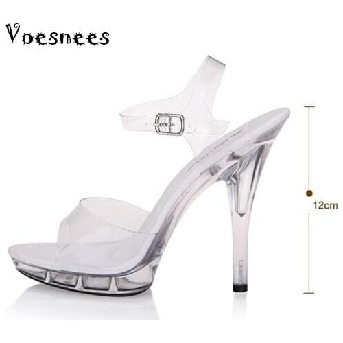 Sandals 7-20cm Ultra High Heels Female Transparent Crystal Waterproof Wedding Photography Bride Shoes Maid Of Honor Shoe