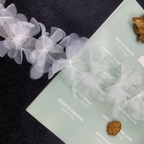 1 Yard 3D Gradient Organza Flower Lace Wedding Cake Ornaments DIY Headbands Applique Dress Hats Fabric Lace Clothing Accessories