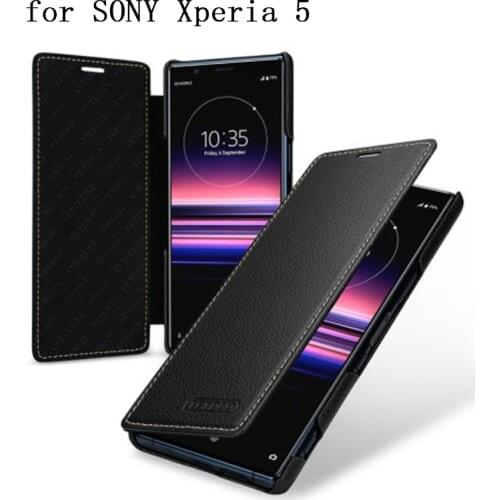 Business Flip Phone Shell for SONY Xperia 5 Genuine Cow Leather Pritective Case for Sony Xperia5 Luxury Coque capa