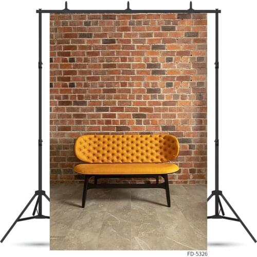 Brick Wall Yellow Sofa Photography Background Customized Backdrop for Children Baby Portrait Toy Pets Photophone Photo Studio