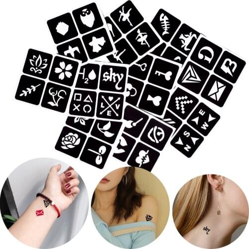 [ glaryyears ] 10 Pieces Hollow Henna Tattoo Stencil Dancer Leaf Pattern Temporary Template Airbrush Painting Back Body Art G#23