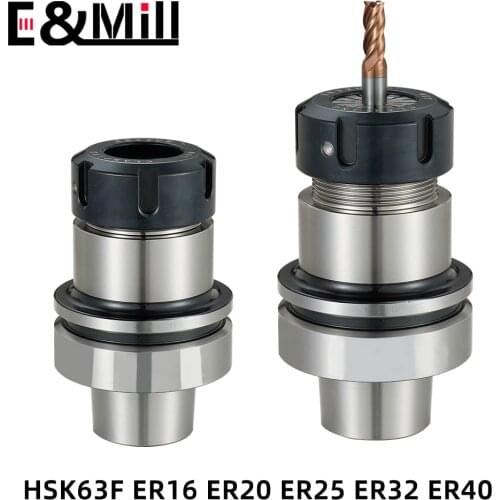 HSK63 Tool Holder HSK63F ER20 ER25 ER32 ER40 Engraving Machine Woodworking Machine High Speed High Precision HSK63F Knife Handle