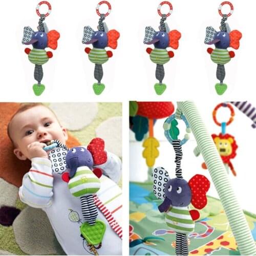 Cute Music Adorable Baby Rattles Mobiles Elephant Lathe Hang Baby Soft Dolls Educational Toys For Kid Girl Boy Teether