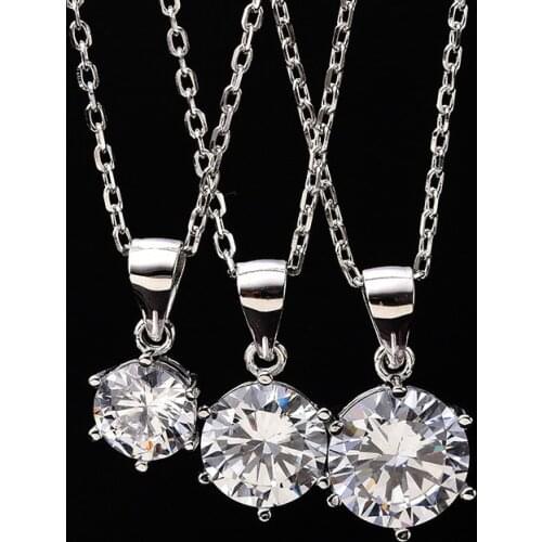 1ct-3ct Moissanite Pendant D Color Gemstone Six Claws S925 Sterling Silver Necklace for Women Classic Free Chain