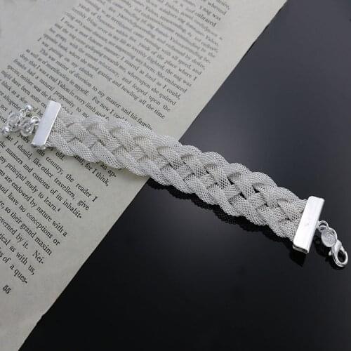 Hot new silver color Unique Cross Mesh bracelet for women Charm fashion Elegant Top quality jewelry Christmas gift H253