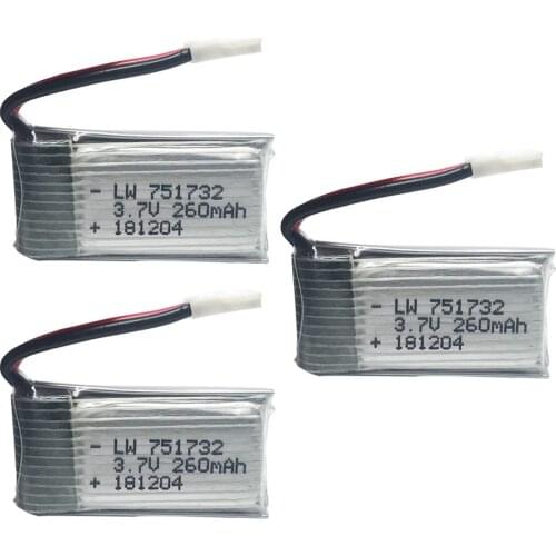 3.7v 260mAh Li-po Battery for H8 Mini Eachine H48 H8 3D RC Quadcopter Accessory Drone Toy Spare Parts High Quality 3pcs/lot 3.7V