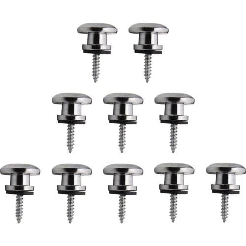 10pcs Metal Strap Nails Chrome Guitar Strap Buttons Strap Locks Mushrooms Head End Pins Screws