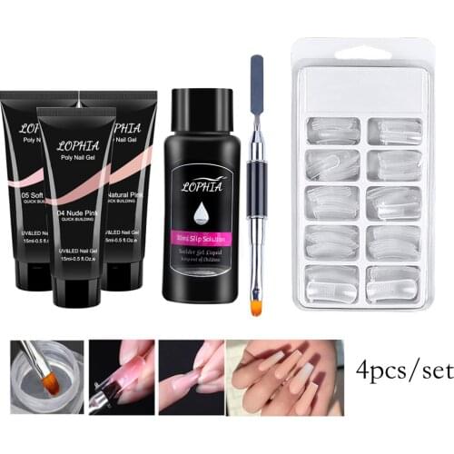 4pcs/set 15ml Poly Nail Gel Set Quick Building Poligel Nail Gel Extension Kit 5 colors Manicure For Nail Extension Design new