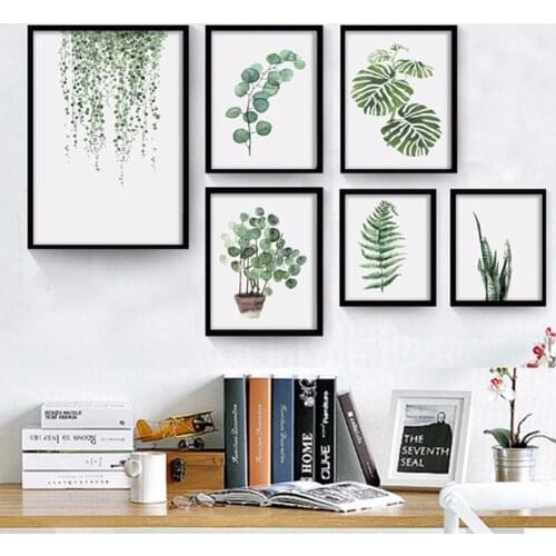 Natural Pattern Wall Art Canvas Painting Green Plants Print Wall Pictures for Living Room Bedroom Decor No Frame Poster#253221