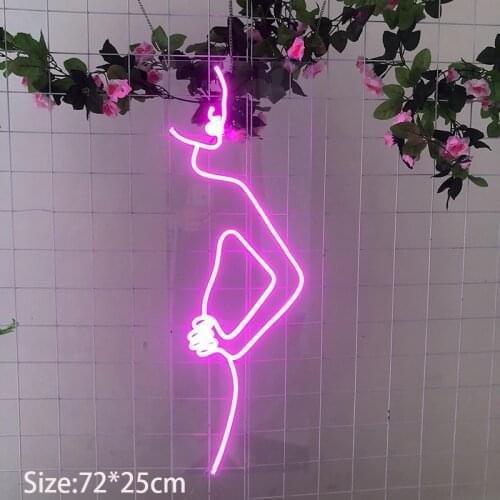 Neon Light Humans Body Art Decorations Sexy Girl Pink Flexible Led For Bar Club Party BedRoom Custom Led Wall Sign For Room