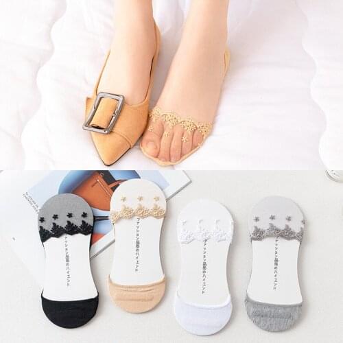 Fashion Women Summer Sock Slippers Short Solid Color Nylon Lace Summer Thin Women No Show Mesh Socks Women Invisable Socks