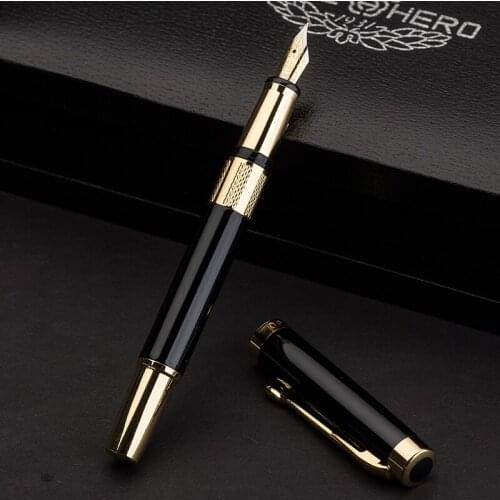 HERO fountain pen 760 pure black Liya gold ring Daming iridium business office ink pen gift box