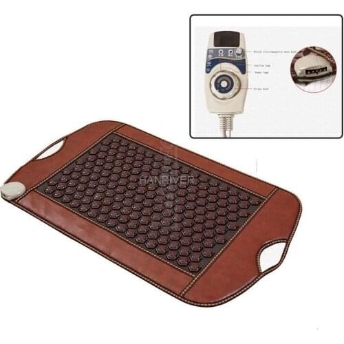 87*48cm natural jade massage pad home health care storage stone physiotherapy seat cushion heating adjustable temperature 220V