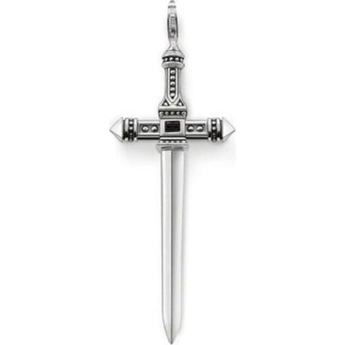 Silver Plated Black Onyx Stone Hero Sword Pendants Fit Bracelets Necklace Chain, Most Fashion Pendant Jewelry Gift for Women Men
