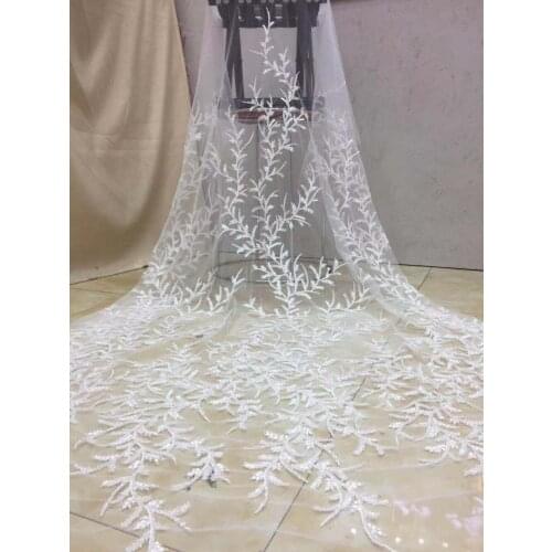 Romantic beaded lace for bridal dress embroidery tull net lace fabric S-3243 with super quality