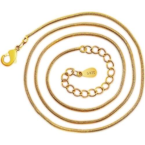 925 Sterling Silver Fashion 24K Yellow Gold Snake Chain Necklaces for Women Jewelry Christmas Gift Wholeslae Drop Shipping