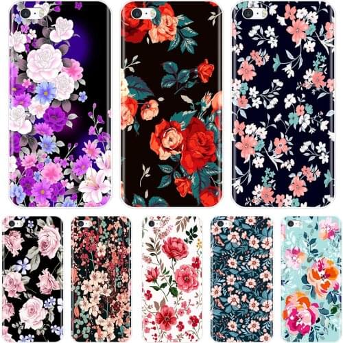 Silicone Case For Apple iPhone 4S 5 5S 5C SE Soft TPU Vintage Flowers Back Cover For iPhone 4 5 S Phone Case