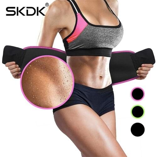 SKDK Waist Trimmer Belt Slim Body Sweat Weight Loss Waist Trainer Adjustable Waist Back Brace AB Exercise Lumbar Support 1PC